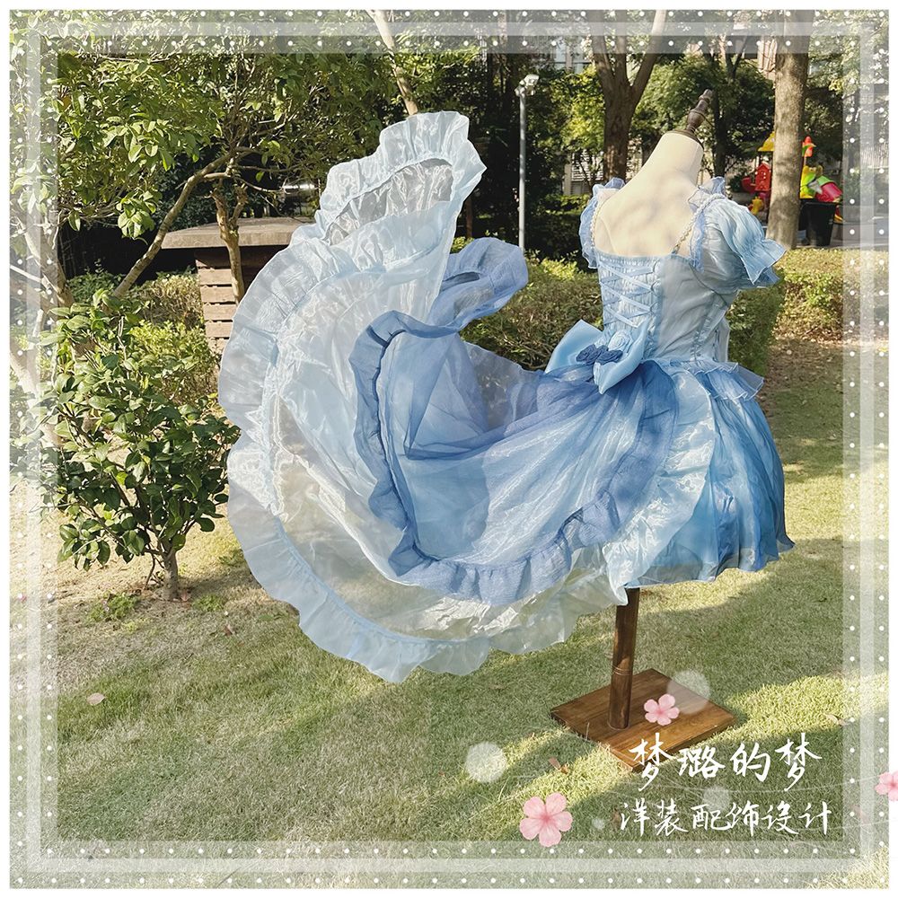 Lolita Bow Train Skirt Tail – Rose Gradient Detachable Back Veil