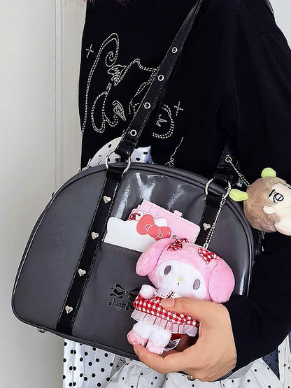 Daily Wear Gray Black PU Bag - with Leather 3-Way Ita Kawaii