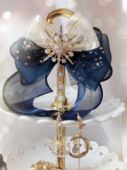 Night Blue Choker/Hairclip/Earrings Starry Dark