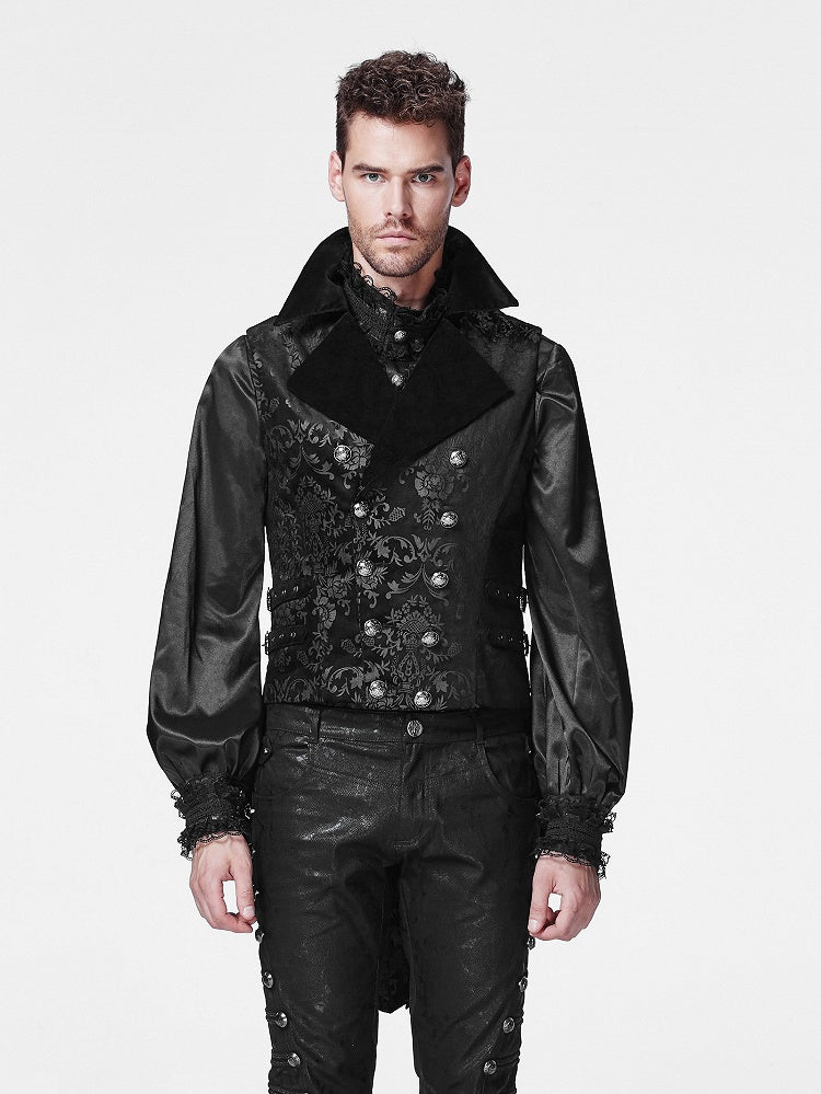 Men's Dark Printing Black Gothic Vest