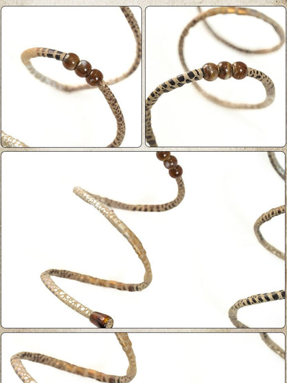 Punk Ruffles Pattern Brown Gloves Trim Wasteland Snakeskin