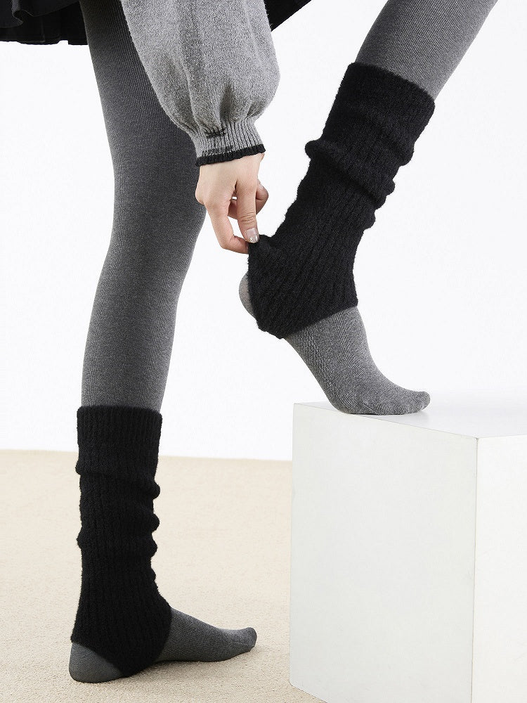 Fuzzy Warmers Knit 3-Color Toe-Open Leg