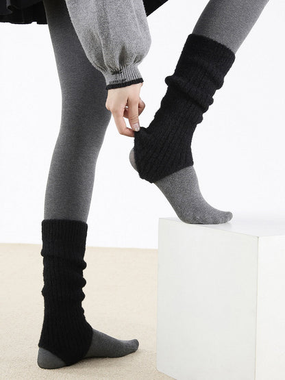 Fuzzy Warmers Knit 3-Color Toe-Open Leg