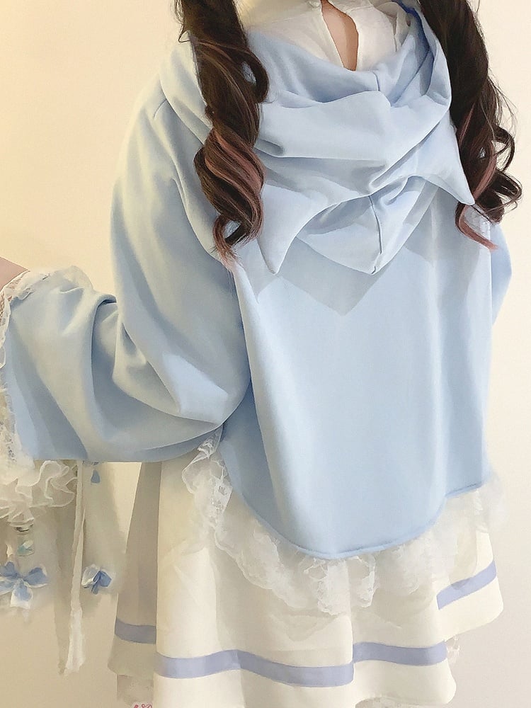 / Detail with Black Lace | Kei Short Trim Cape Kitty-Ear Jirai