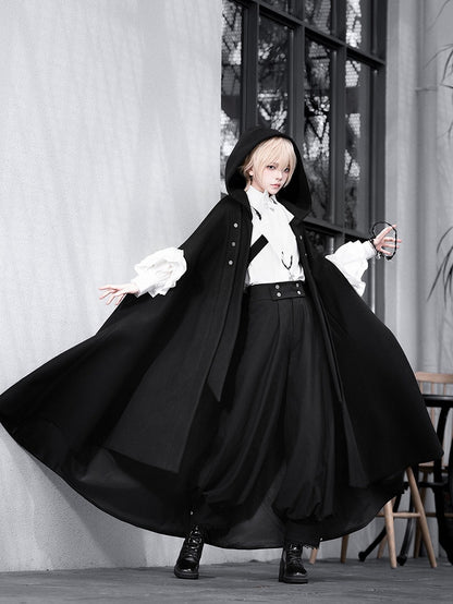 Black Ouji Lolita Cloak with Buckle Strap Closure - Princess Chronicles