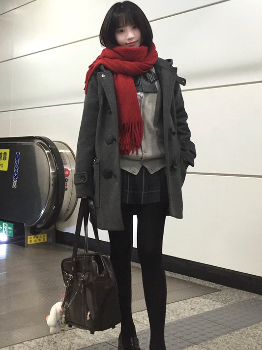 Uniform Red/White Tassels Scarf Knitted JK Details