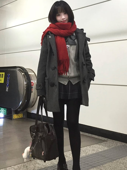 Scarf JK Details Knitted Tassels Uniform Red/White