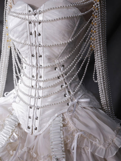 Details Lolita Top Corset White Gothic Lace-up