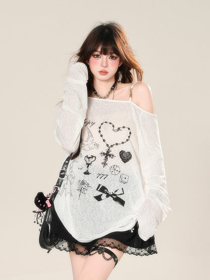 Sun Semi-Transparent Top Protection Weiß Asymmetrischer Ausschnitt