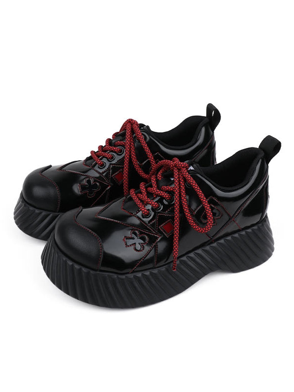Lace-up Suit Decor Club with Black Shoes Closures Punk Platform Red