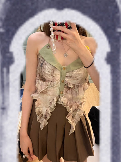 グリーンフェアリーコアホルターネックトップ