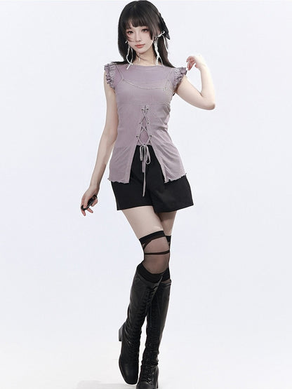 Black Basic Blazer Shorts - PINK SAVIOR