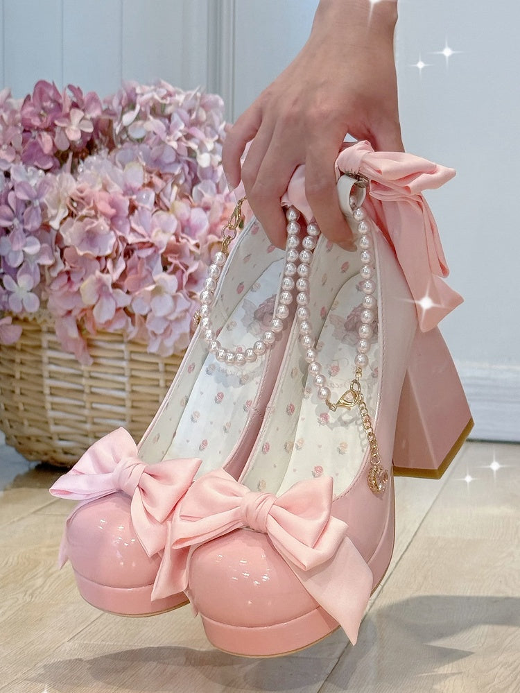 Shoes Mary Sweet Bowknot Round Pink Details Toe Janes Platform Lolita