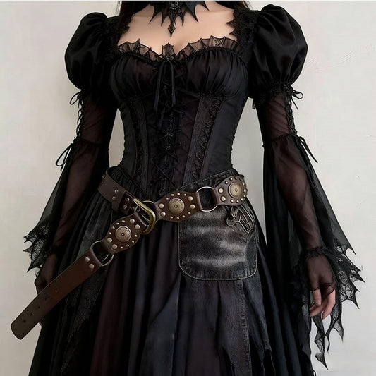 Waist Studded Black/Coffee Punk Belt