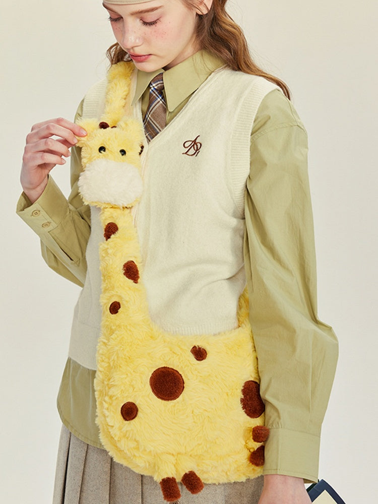 Umhängetasche Plüsch Gelbe Giraffe