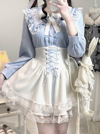 with Blouse Style Romance Lace Kei Jirai Dark | Pointed Chiffon