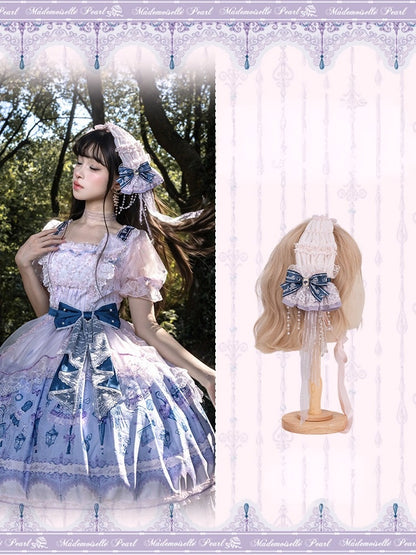 Floral Embroidered Parasol Hairpiece with Lace Trim - Mademoiselle Pearl