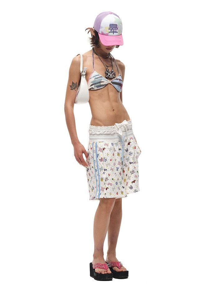 Trucker Purple Print Pink Multicolor Hat Embroiderey with Mesh Dizzy