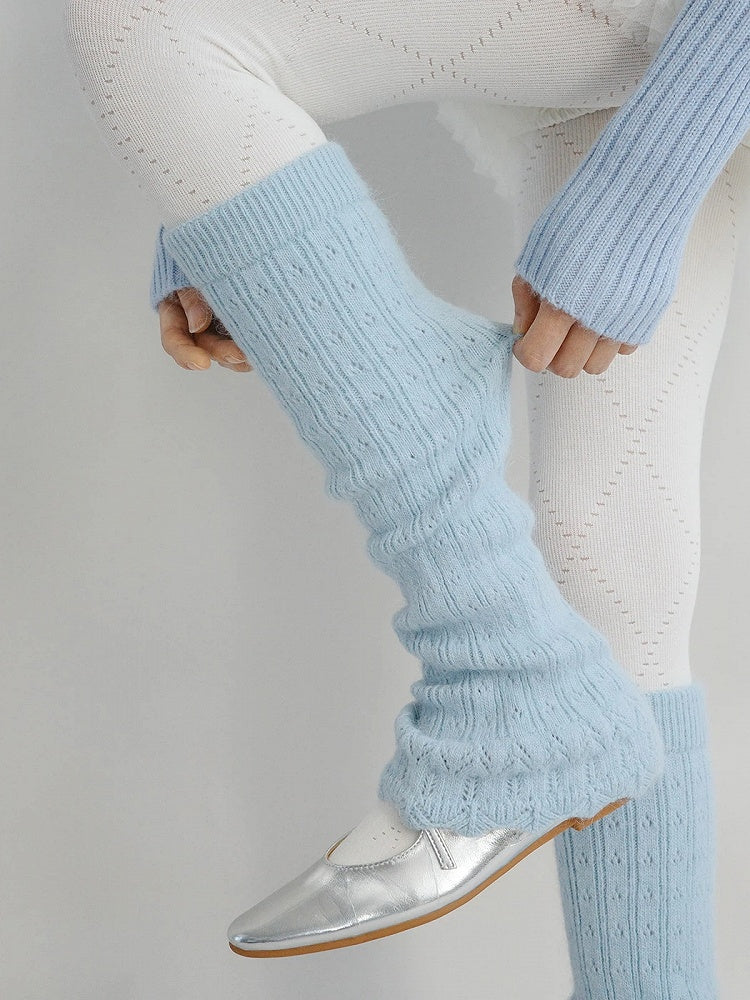 Colors） Knit Ribbed Slouchy Warmers （6 Leg Stirrup