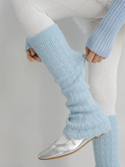Colors） Knit Ribbed Slouchy Warmers （6 Leg Stirrup