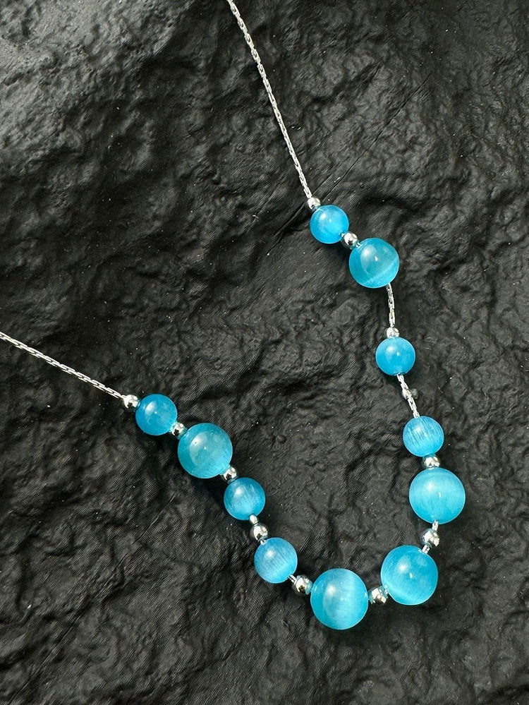 Blue Beaded Irregular Design Necklace - YSHXS
