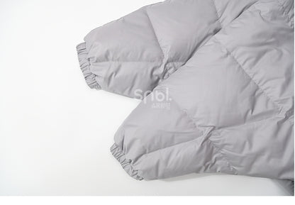 Cute Raccoon Plush Hood Grey Hooded Down Jacket