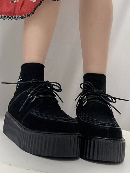 Closure Lace-up Harajuku Black Design Platforms