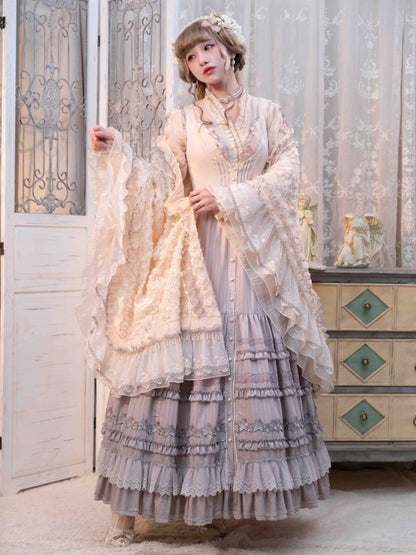 Purple Front Button Placket Lily Embroidery Elegant Classic Lolita JSK Full Set Pink House Fashion