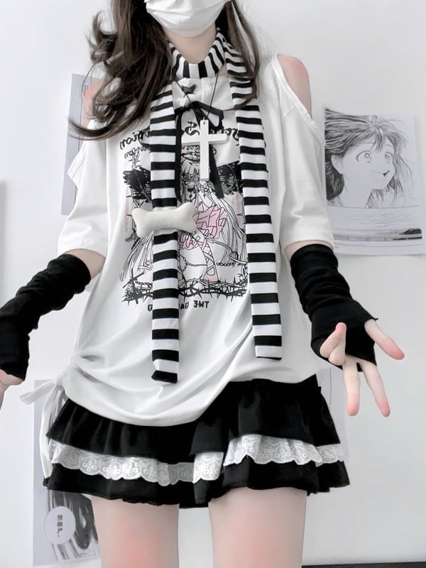Bone Striped Thin Accent 4 Colors Scarf with -