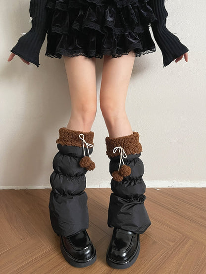 Pom-Pom Leg with Decorations Trim Warmers Fleece Colors 5 Puffer