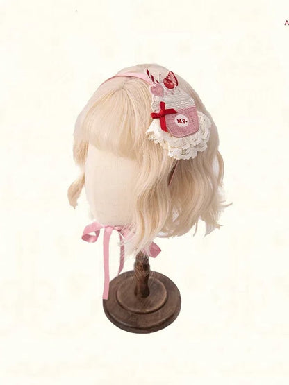 / Brown Embroidery Applique Hairband Blue Cupcake Pink