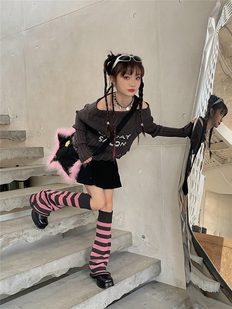 Striped Leg Knit Y2K Warmers Color 5 Options