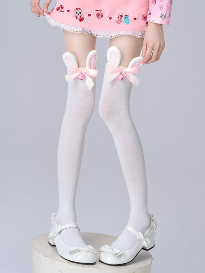 Bell White Ears Decoration Bunny Stockings Cotton Cute with