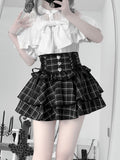 Short Jirai Off-shoulder White With Blouse Tie Bow Illusion Kei Sleeve