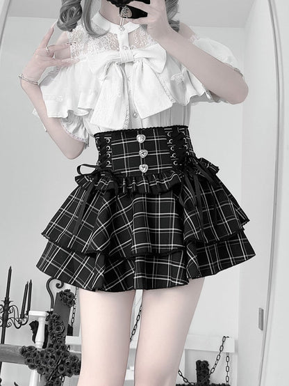 Short Jirai Off-shoulder White With Blouse Tie Bow Illusion Kei Sleeve