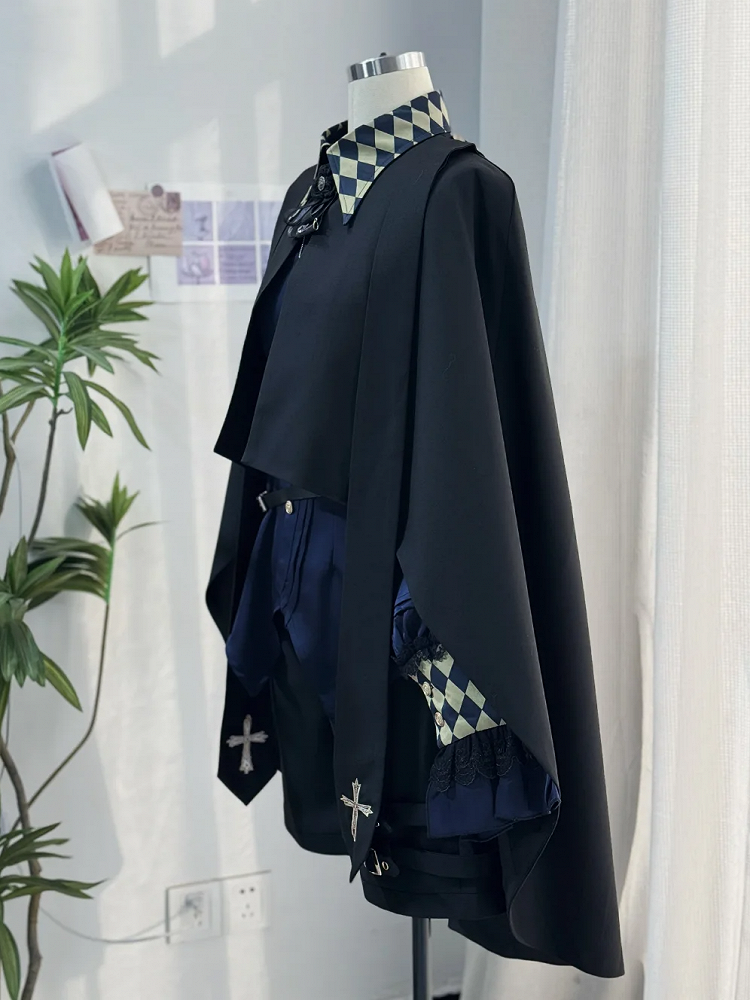Cape High-Low Lolita Saum Schwarz Ouji Prince