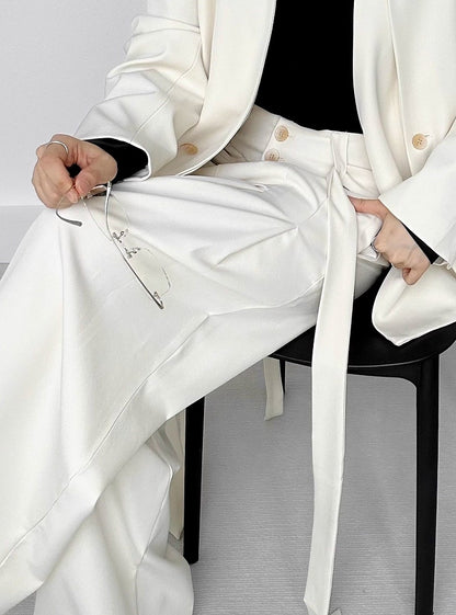 Apricot Ouji Pants with Lolita Design Wide-Leg High-waisted