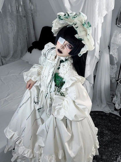 Guro Lolita Dress with Green Blood Splatter - Blossom Herald