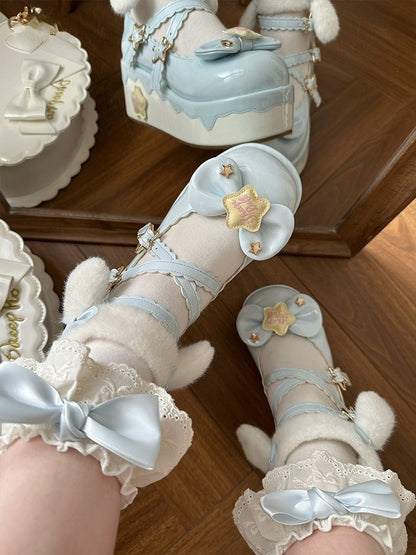 Mary Blue Lolita Janes Sweet Elements Design Starry Crisscross Night with Platform