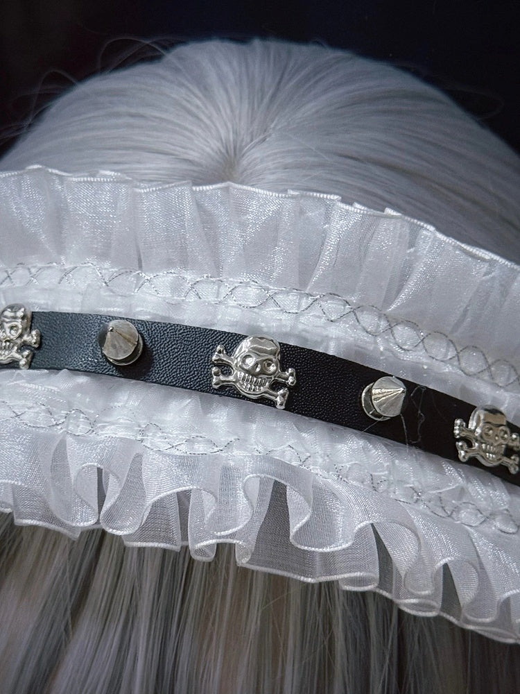 Dark Wing Strap with Style Leather White Angel Black Alternative Hairband Rivet
