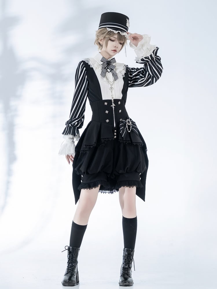 黒のコルセットベルト、ハイウエスト王子のロリータショーツ、サーカス風