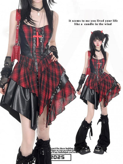 Red Rock Dress Patchwork Cami Punk with