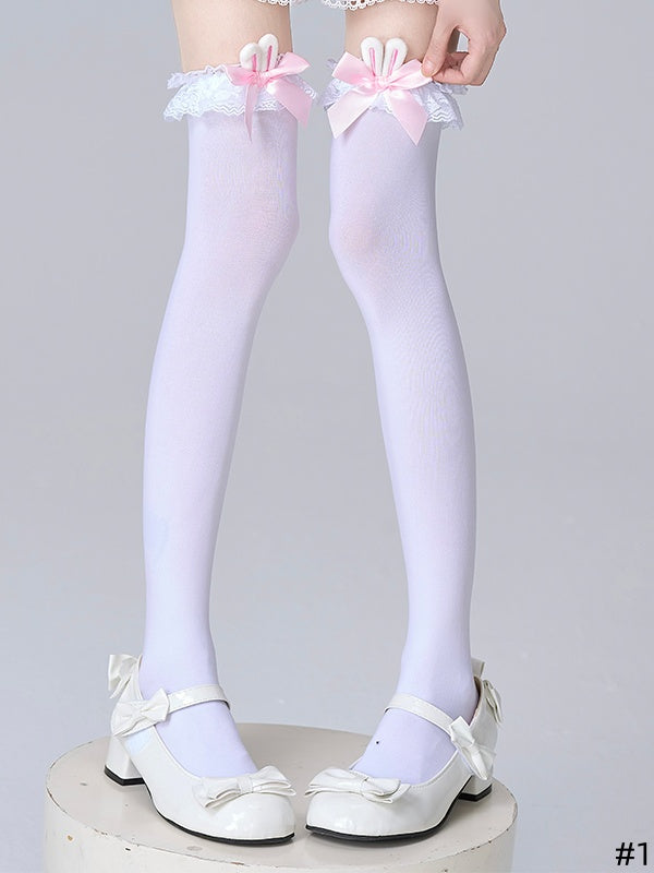 Over Sweet Options 4 Stockings Lolita Knee White