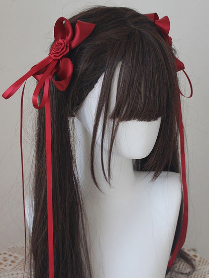 Bowknot Details Roses Design Hair Clips