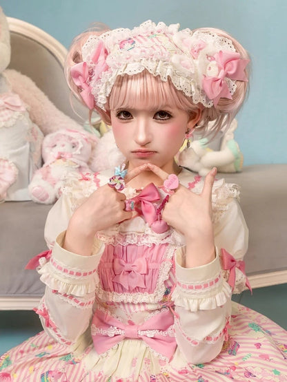 Sweet Hairband and Options Color 3 Bowknots – Bunny with Cute Lolita Accents
