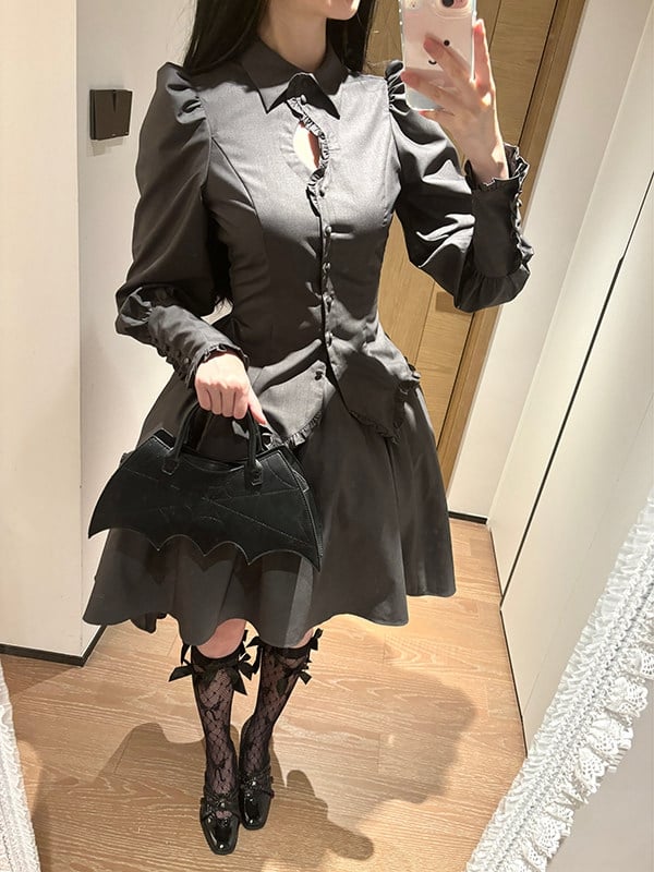 Long Shirt Sleeves Lolita Dark Gray Gothic