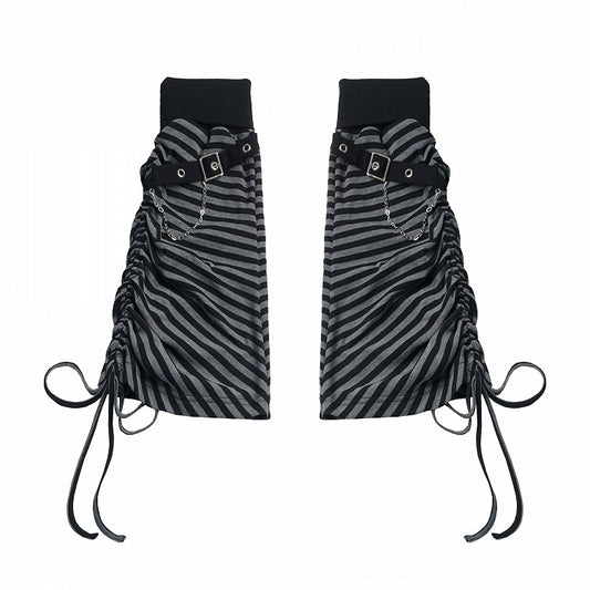 Jambières rayées noires et grises avec sangle à boucle et cordon de serrage - PINK SAVIOR