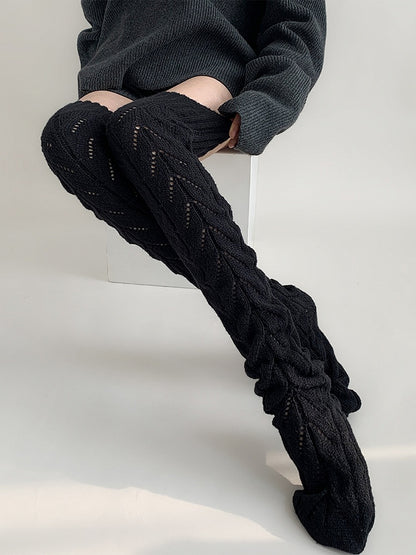 Knit Openwork Cable Stockings