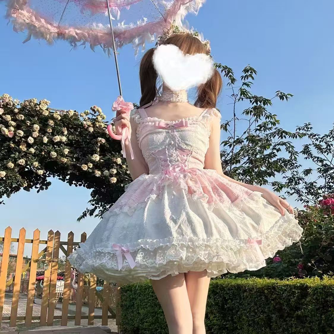 Lolita Sweet Princess Lace JSK Cake Dress – Ballet Bow Suspender Gown
