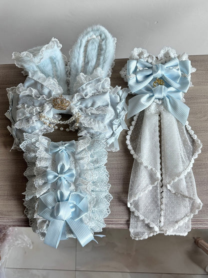 Gorgeous Hairband Hair Hairclip 4-Piece Set Heart-shaped Bow Ear - Rabbit Accessory + KC